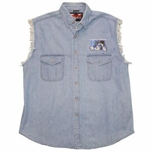 Sturgis Bike Week 2006 V-Twin Motorcycle Rally Denim Cut Off Shirt L Men's